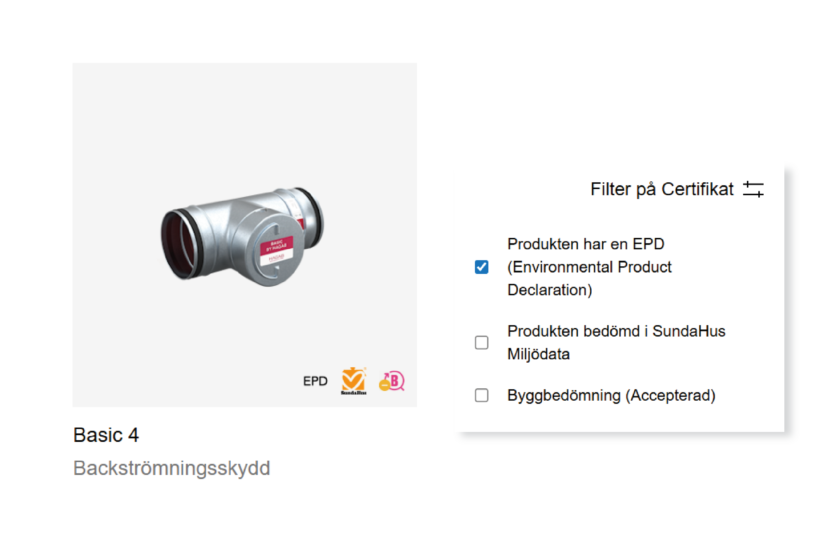 Hagab filtrera på EPD funktion