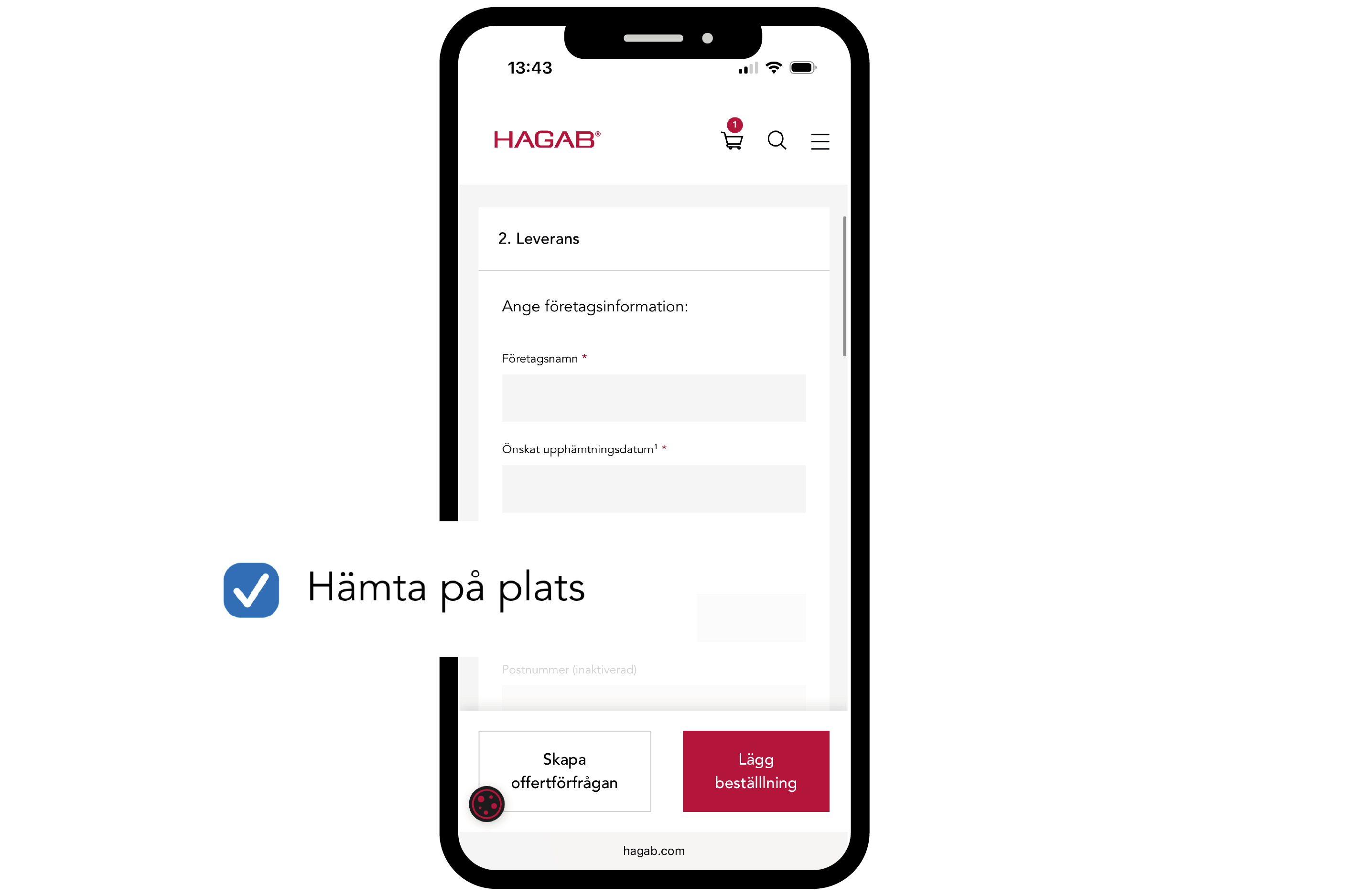 Hagab hämta din order på plats funktion